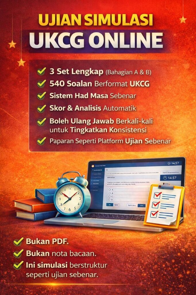 Ujian simulasi UKCG ONLINE 540 SOALAN BY CIKGU HAJAR